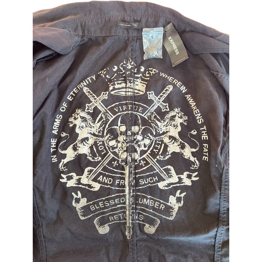 NWT $148 Express utility military style jacket, cotton, metal buttons, size L - Picture 12 of 13